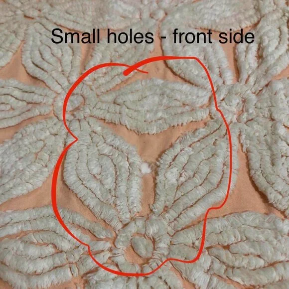 Vintage peach floral chenille bedspread
